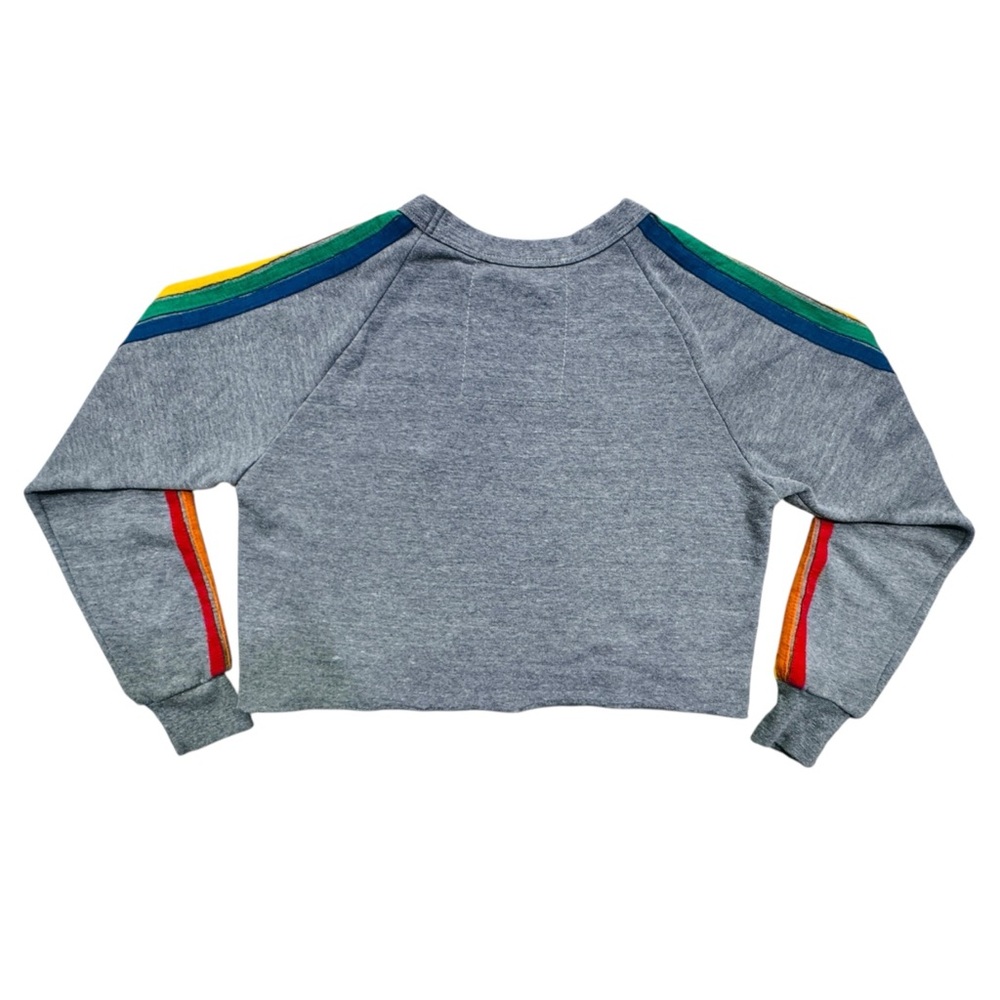 Aviator Nation Heather Grey Rainbow 5 Stripe Cropped - Picture 4 of 8